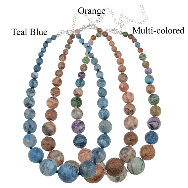 Glitzy Rocks Silver Multi colored Crazy Lace Agate Journey Necklace Glitzy Rocks Gemstone Necklaces