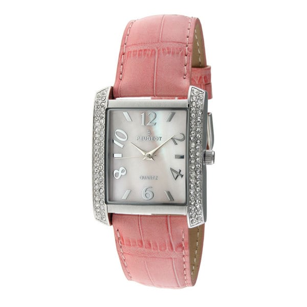 Shop Peugeot Women&#39;s Pink Leather Strap Watch - Overstock - 6639283