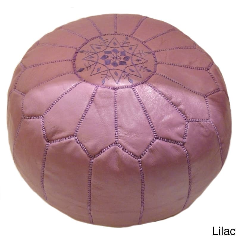 AMIRA Moroccan Contemporary Genuine Leather Ottoman (Morocco)