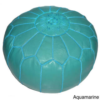 Handmade Moroccan Leather Ottoman Pouf (Morocco)