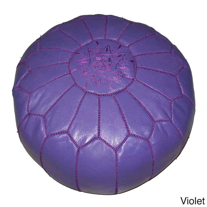 AMIRA Moroccan Contemporary Genuine Leather Ottoman (Morocco)
