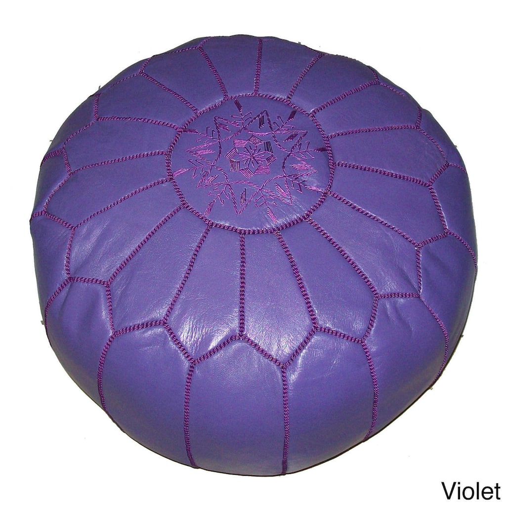 AMIRA Moroccan Contemporary Genuine Leather Ottoman (Morocco)