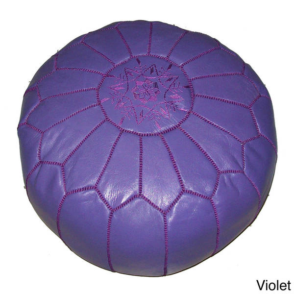 Handmade Moroccan Contemporary Leather Ottoman Pouf (Morocco)