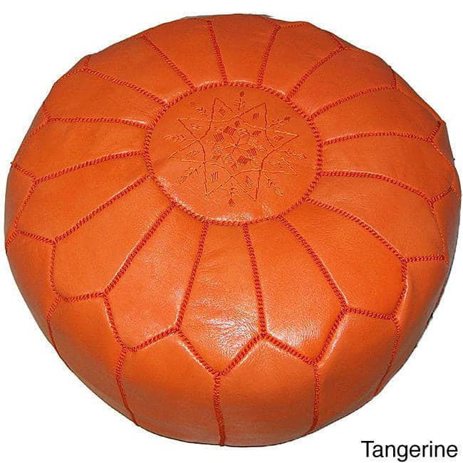 AMIRA Moroccan Contemporary Genuine Leather Ottoman (Morocco)
