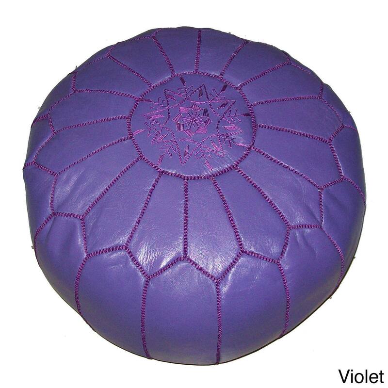 AMIRA Moroccan Contemporary Genuine Leather Ottoman (Morocco)