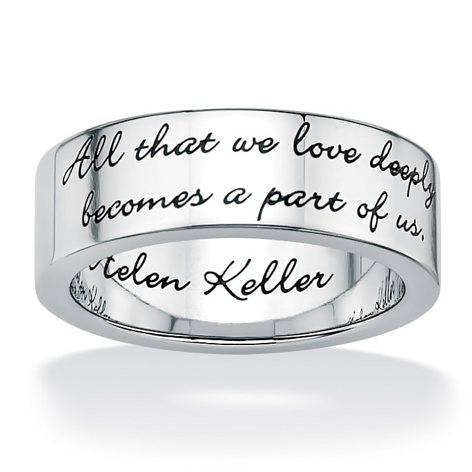 PalmBeach Inspirational Helen Keller Quote Message Ring in Stainless Steel Tailored