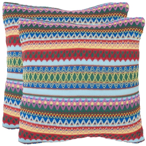 18-inch Double-corded Solid Twill Square Throw Pillows with Inserts (Set of  2) - Aqua Blue