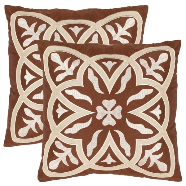 Safavieh Elegance 18 Inch Brown Decorative Pillows Set Of 2 Safavieh Elegance 18 Inch Brown Decorative Pillows Set Of 2 On Free Shipping Today 6641095
