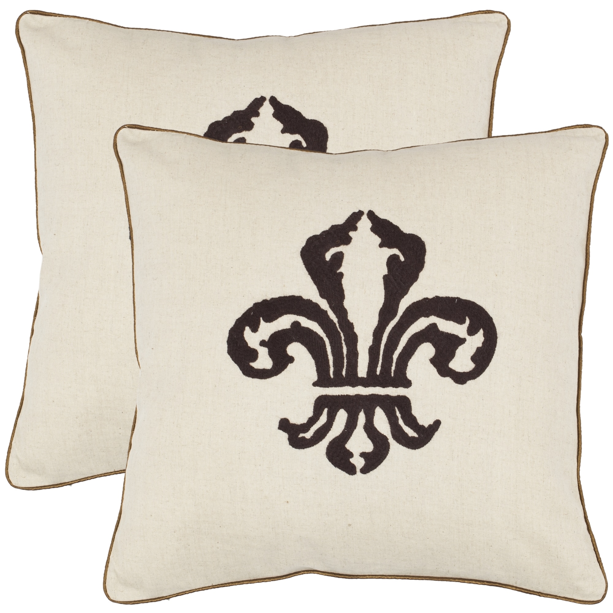 Safavieh Fleur De Lis 18 Inch Beige Decorative Pillows Set Of 2 Overstock 6641098