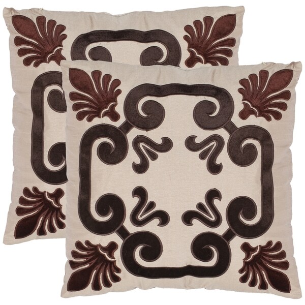Safavieh Charm 18-inch Beige Decorative Pillows (Set of 2)