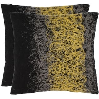 Yellow Safavieh Throw Pillows Online At Our Best Safavieh Swirls 18 Inch Black Yellow Decorative Pillows Set Of 2