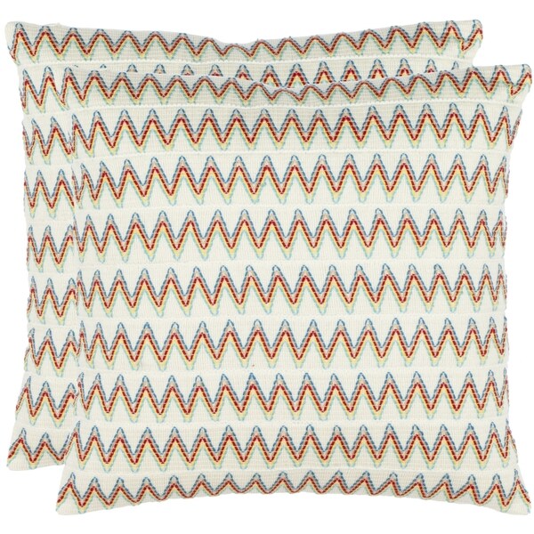 Safavieh Zig-Zag 18-inch Cream Decorative Pillows (Set of 2)