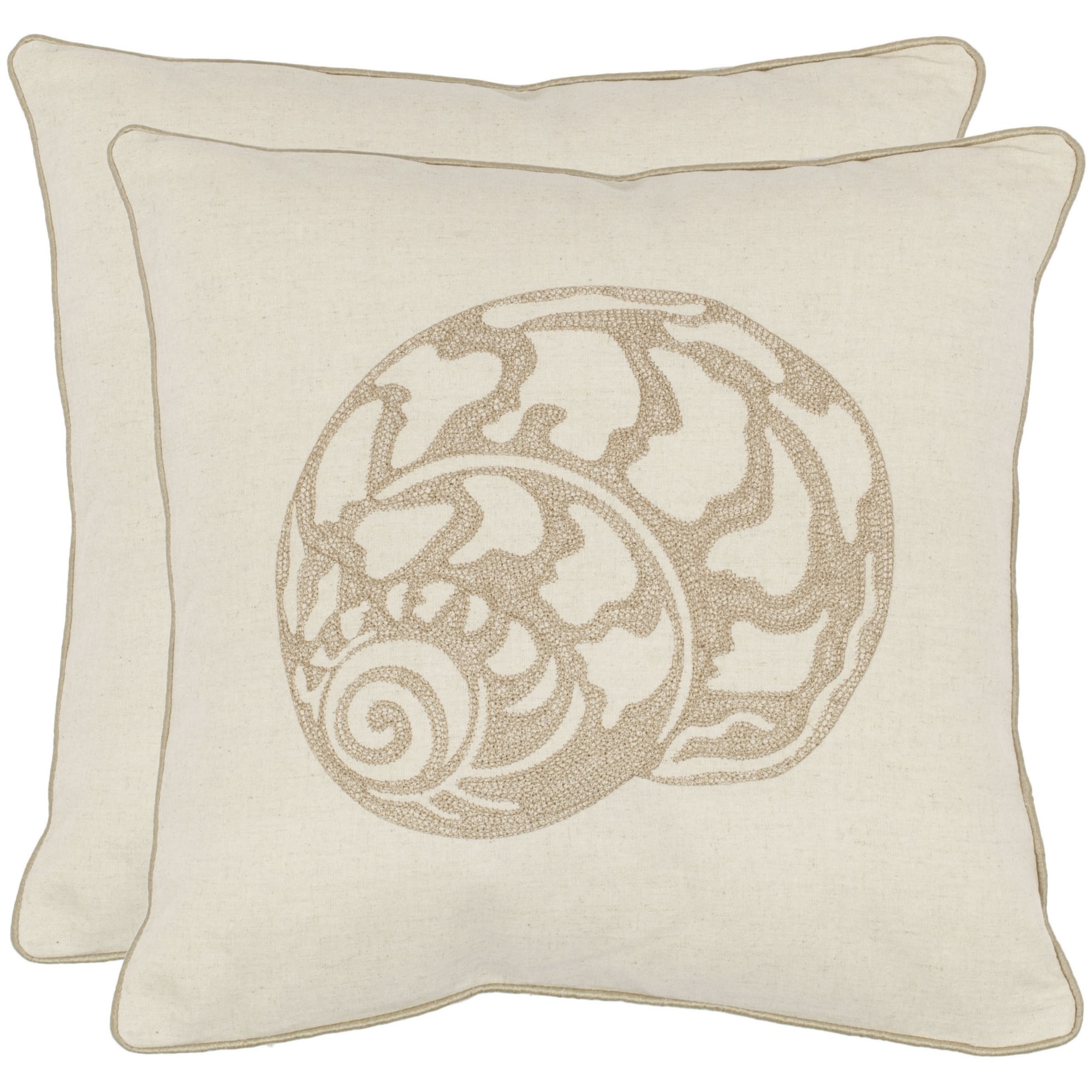 Shop Safavieh Sea Shell 18 Inch Cream Decorative Pillows Set Of 2