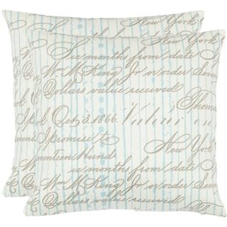 Shop Safavieh Vintage Script 18 Inch White Decorative Pillows Set