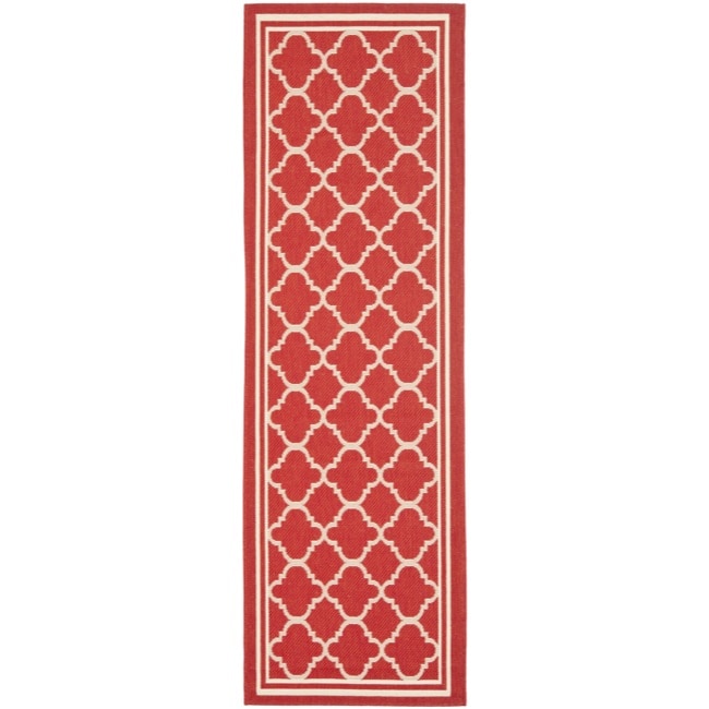 Poolside Indoor/ Outdoor Red/ Bone Runner Rug (24 X 911)