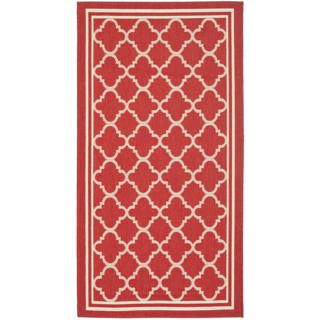 Poolside Red/ Bone Indoor outdoor Moroccan style Rug (27 X 5)