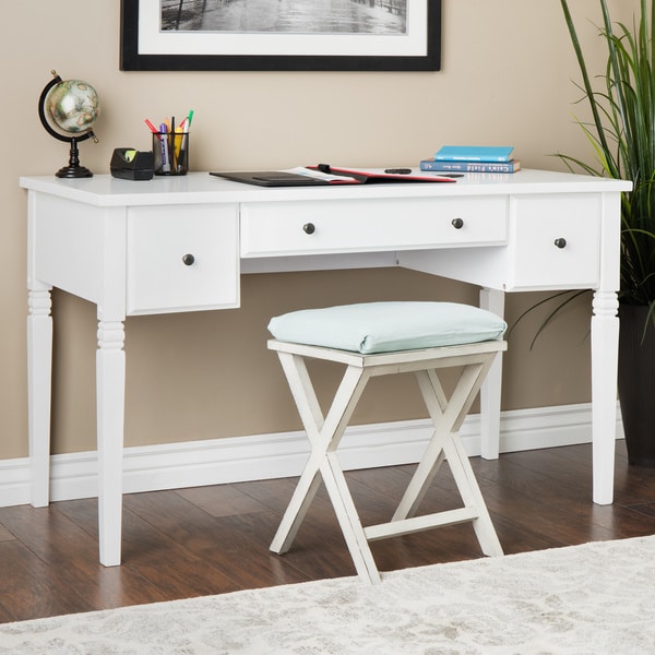 Shop The Gray Barn Cami White 3 Drawer Writing Desk Overstock