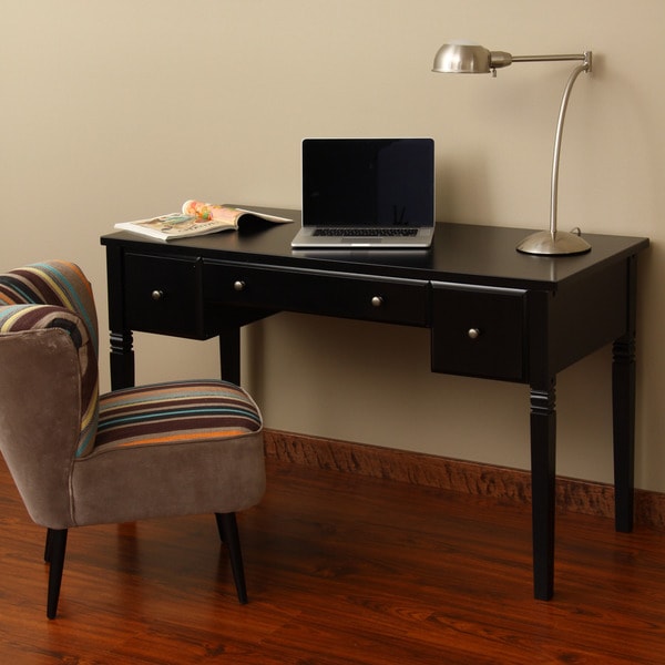 Cami Black 3-drawer Writing Desk - Overstock - 6641492