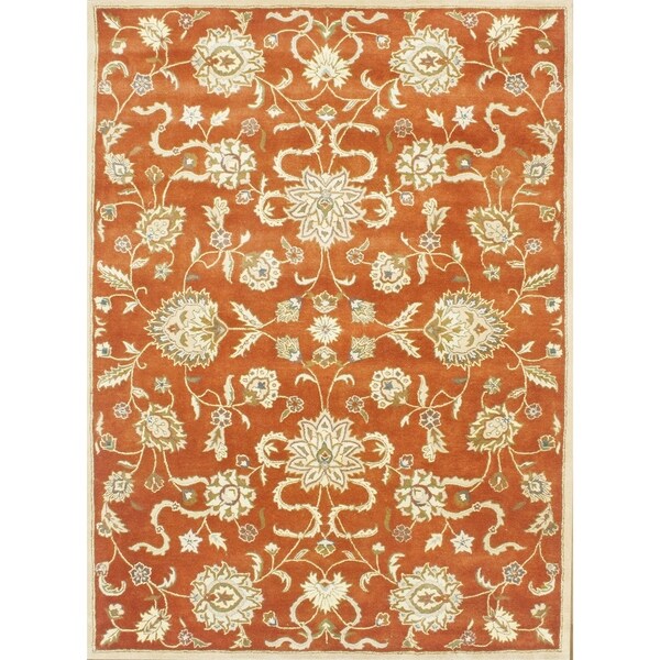 Alliyah Handmade Rusty Orange and Gold New Zealand Blend Wool Rug - 9' x 12'