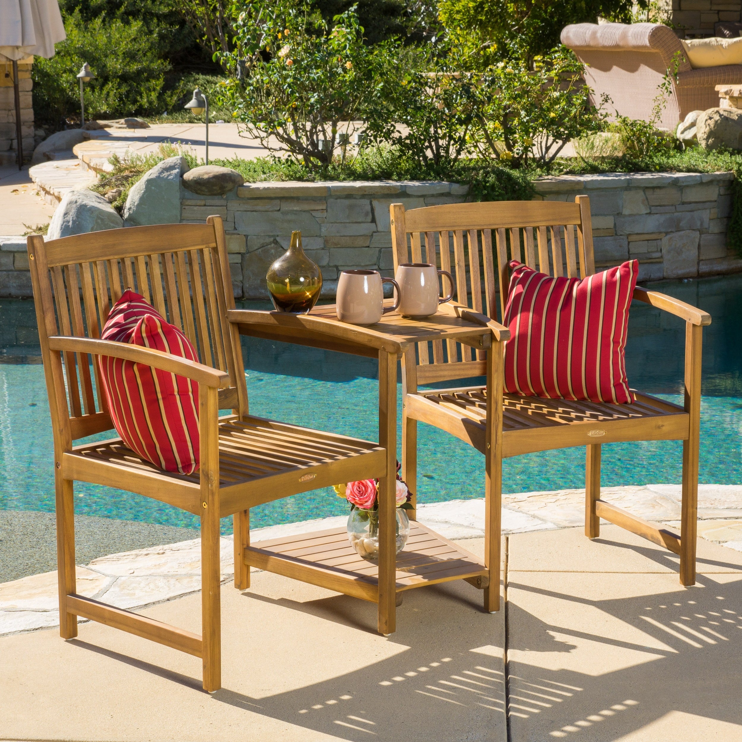 Carolina Deluxe Acacia Wood Adjoining Chairs By Christopher Carolina Deluxe Acacia Wood Adjoining
