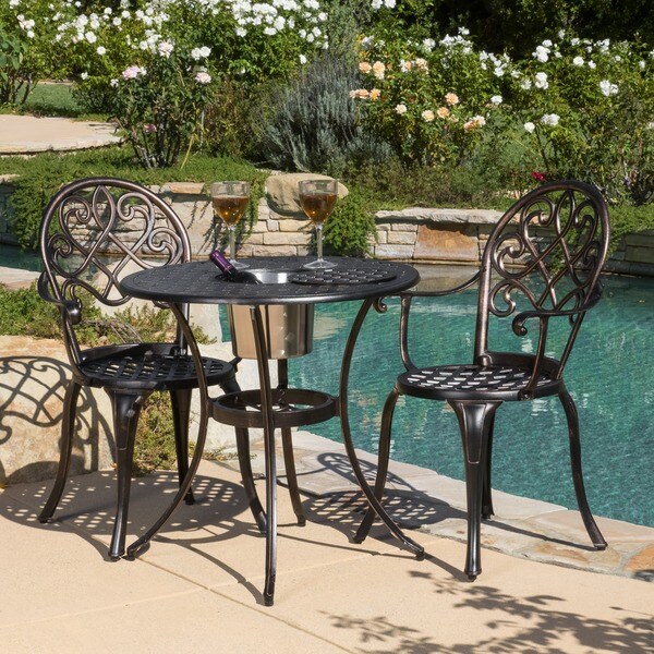 Christopher Knight Home Angeles Cast Aluminum Outdoor Bistro Furniture ...
