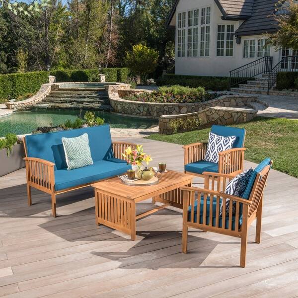 Carolina 4 Piece Outdoor Acacia Sofa Set By Christopher 4 Piece Outdoor Acacia Sofa Set