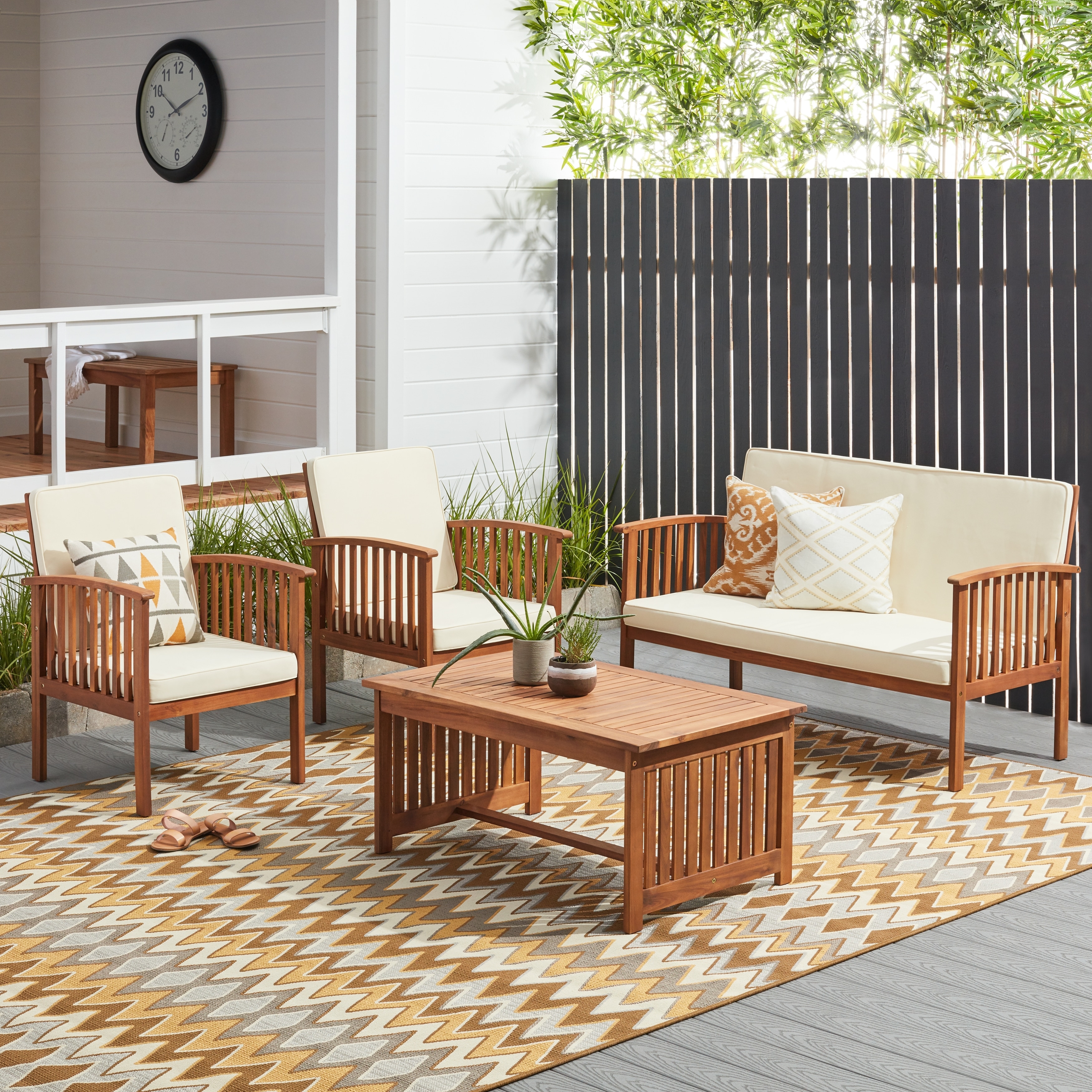 Christopher Knight Home Carolina 4 piece Outdoor Acacia Sofa Set