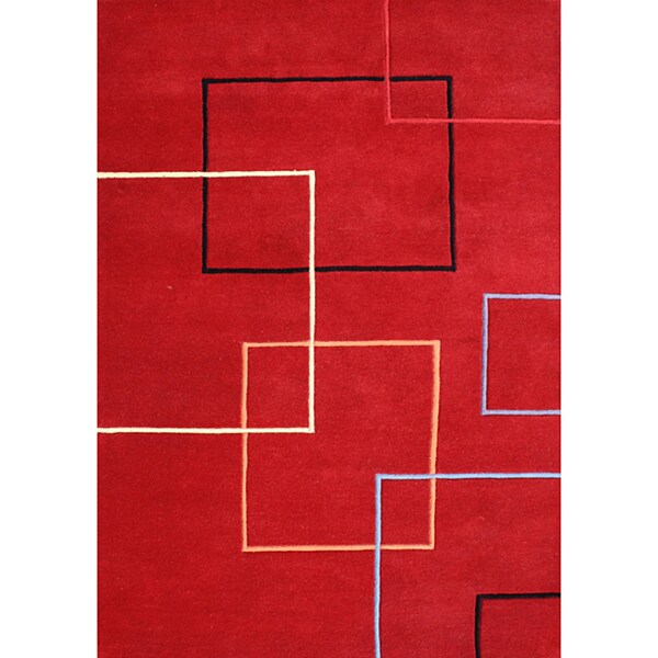 Alliyah Handmade Andy Red New Zealand Blend Wool Area Rug - 9' x 12'