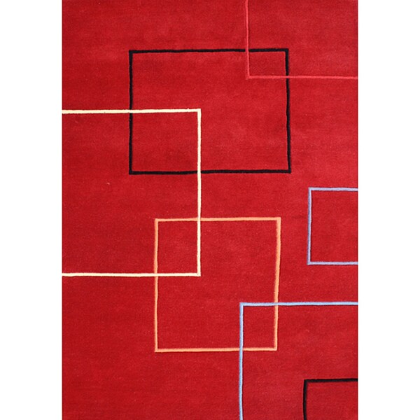 Alliyah Handmade Andy Red New Zealand Blend Wool Area Rug - 9' x 12'