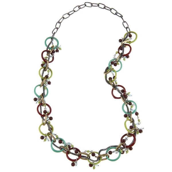 Intertwined Glass Rings Beaded Necklace (India) Necklaces