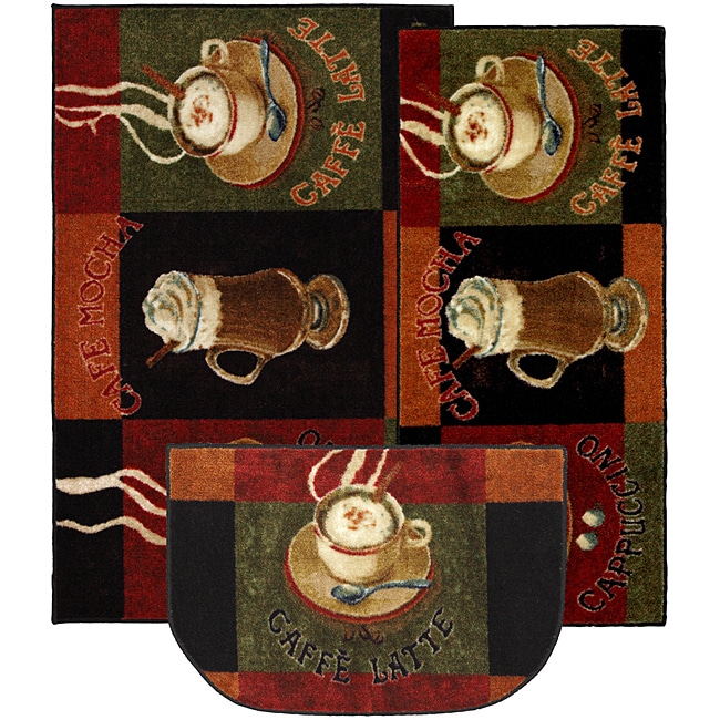 Cafe Latte Three piece Kitchen Rug Set