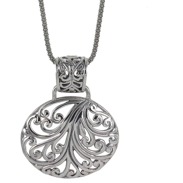 Sunstone Sterling Silver Filigree Oval Bali Necklace