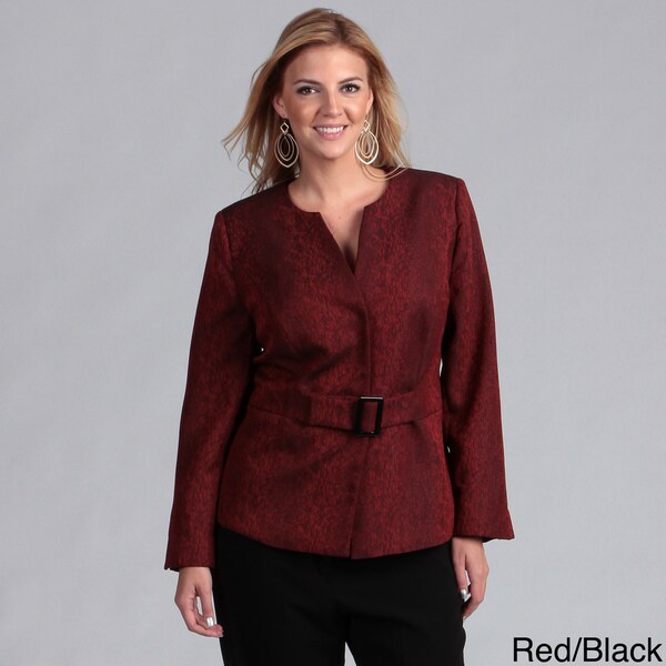 women's plus size red pants suit