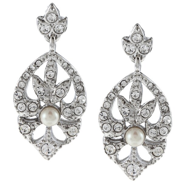 Shop Carolee Faux Pearl and Crystal Double Drop Earrings - Free ...