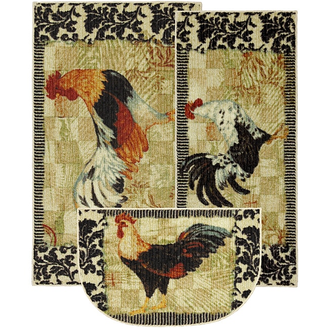 Bergerac Rooster Threepiece Kitchen Rug Set Free Shipping Today