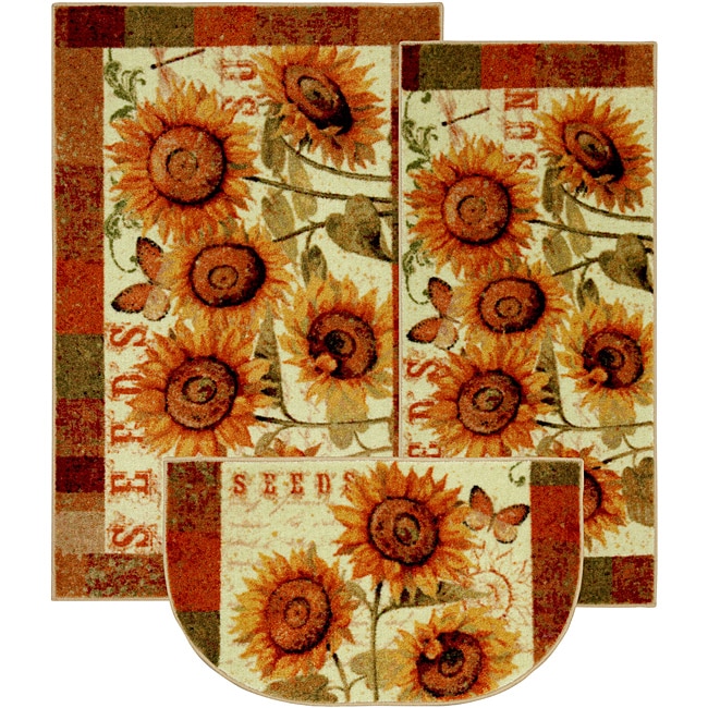 Sunshine Seeds Three piece Kitchen Rug Set L14207135