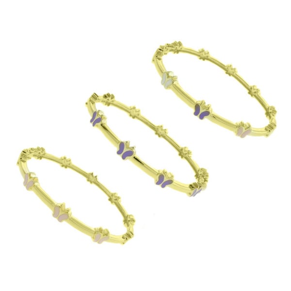 Molly and Emma 14k Gold Overlay Children's Enamel Butterfly Design Bangle Bracelet. Opens flyout.