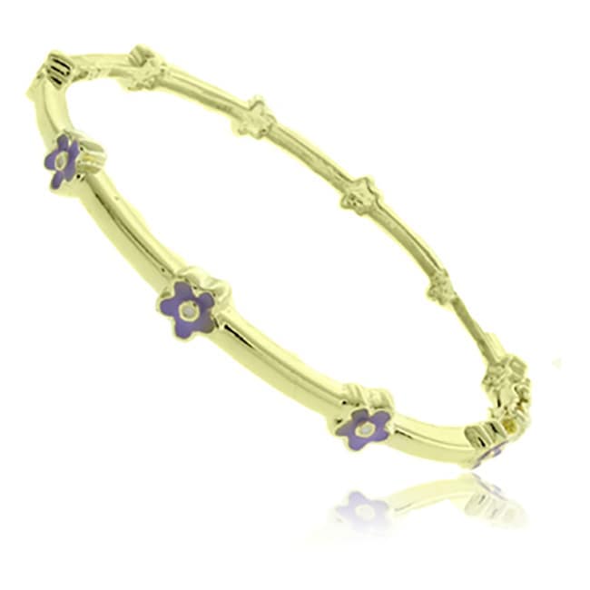 18K Yellow Gold Multi Color Enamel Heart 6 inch Braclet 5.75 inch