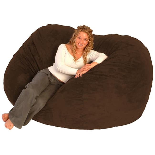 FufSack Chocolate Brown Microfiber Bean Bag Chair