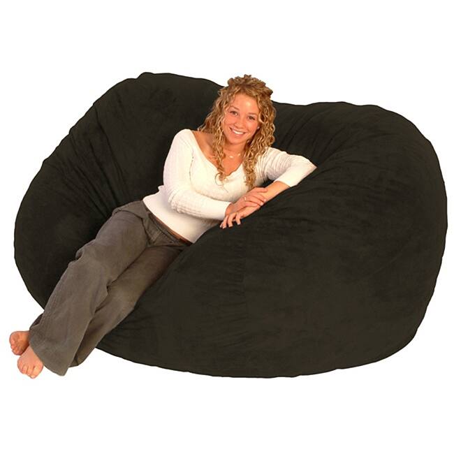 FufSack Black Microfiber 6-foot Bean Bag Chair