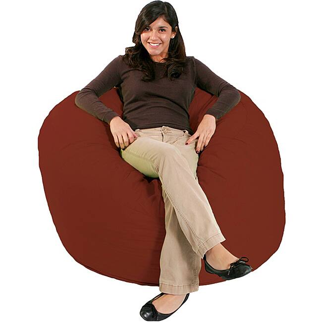FufSack Double-Stitched Cinnabar Red Microfiber Bean Bag Chair