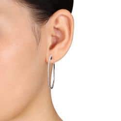 Miadora 10k White Gold 1/2ct TDW Diamond Hoop Earrings