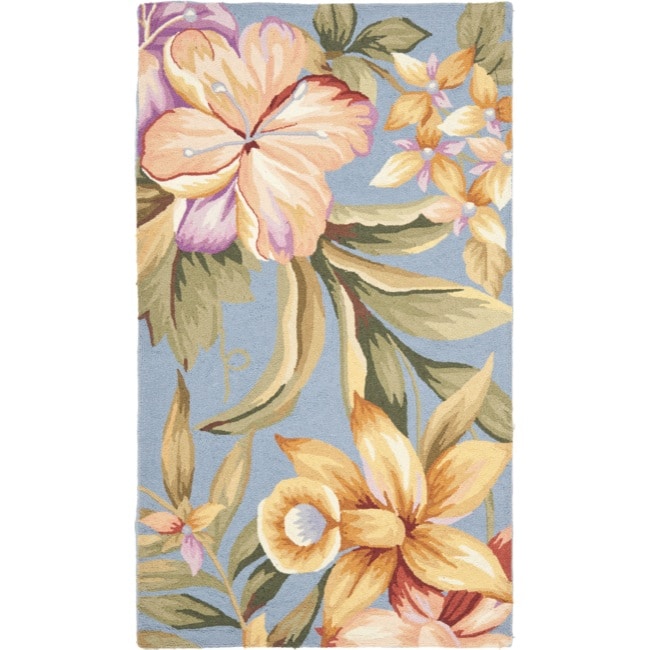Safavieh Hand-hooked Botanical Blue Wool Rug - 2'9 x 4'9