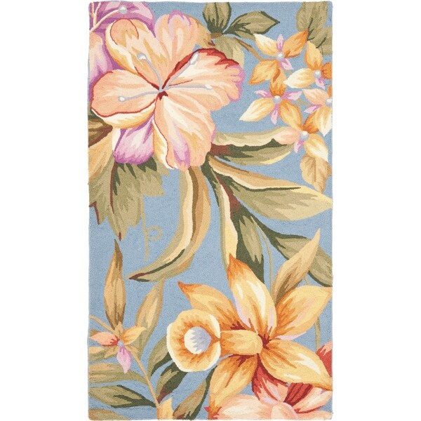 Safavieh Hand-hooked Botanical Blue Wool Rug - 2'-9" x 4'-9"