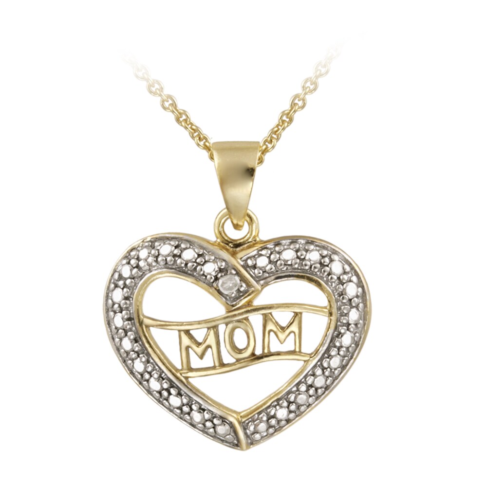 Shop DB Designs 18k Gold over Silver Diamond Accent 'Mom' Heart ...