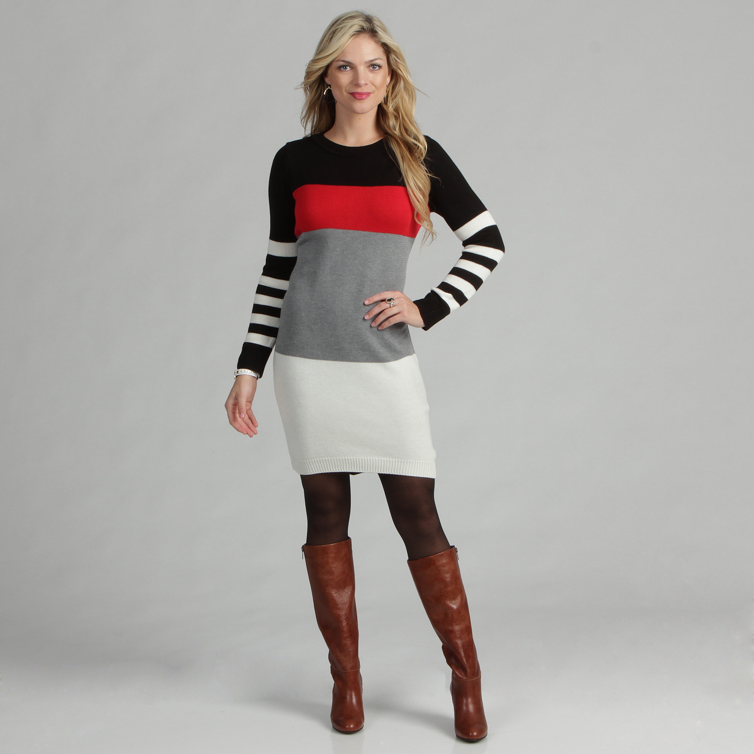 Jessica Howard Womens Colorblock Sweater Dress  