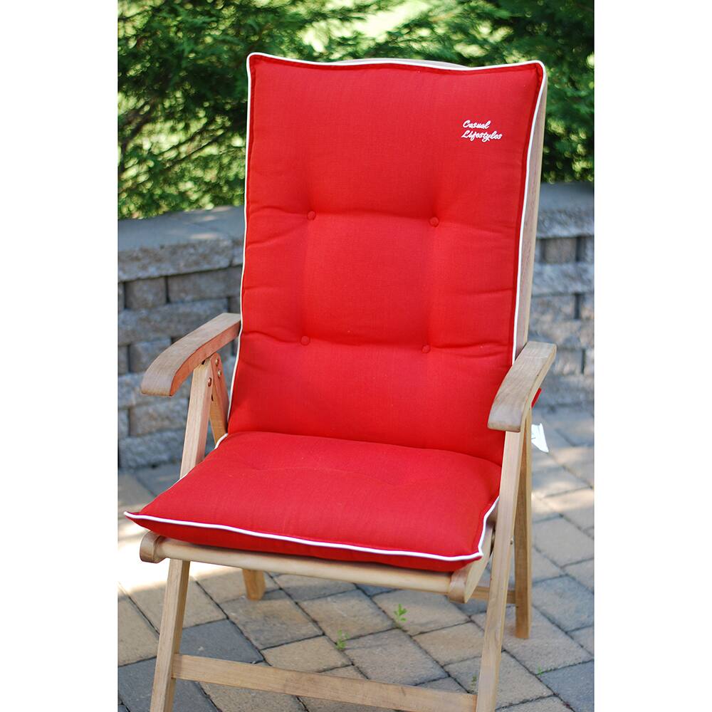 Red High Back/ Recliner Patio Chair Cushions (Set of 2)