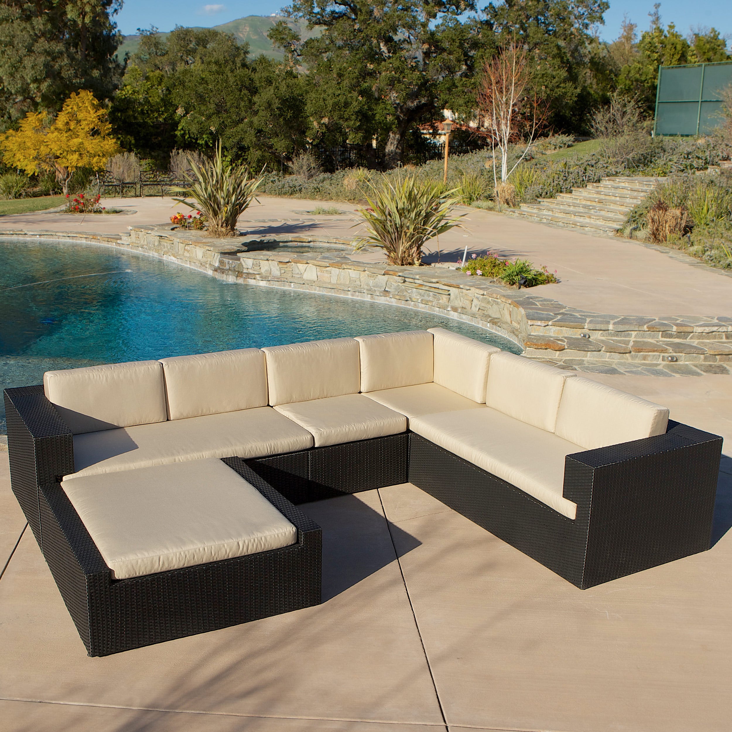 Christopher Knight Home Christopher Knight Home Ventura Pe Wicker 5 piece Outdoor Sectional Black Size 5 Piece Sets