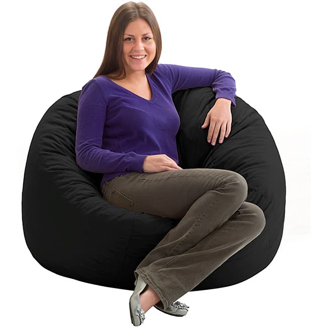 FufSack Black Twill Bean Bag Chair