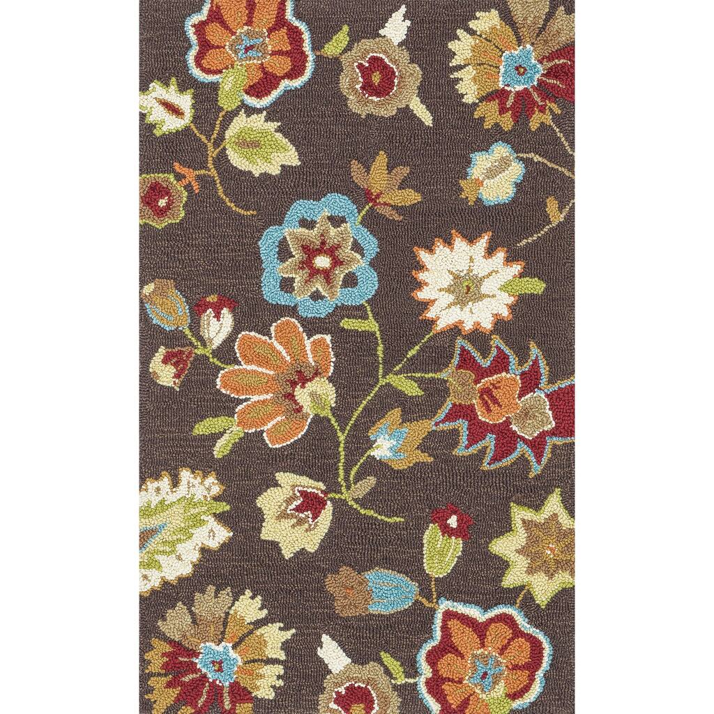 Hand-hooked Peony Brown Rug